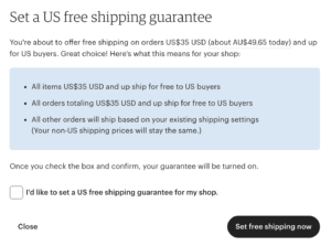 Set a US free shipping guarantee | Tizzit.co - start and grow a successful handmade business