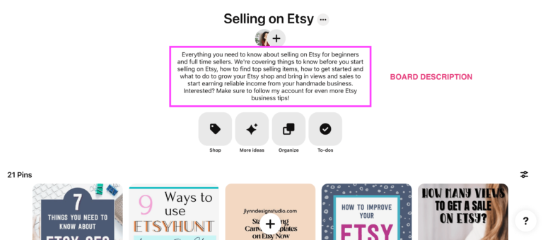 Pinterest algorithm 2023 - Etsy board description | Tizzit.co - start and grow a successful handmade business