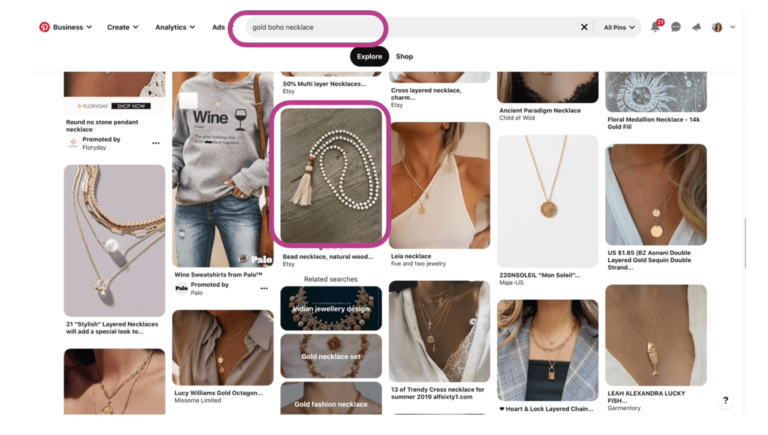 Pinterest algorithm 2023 - gold boho necklace | Tizzit.co - start and grow a successful handmade business