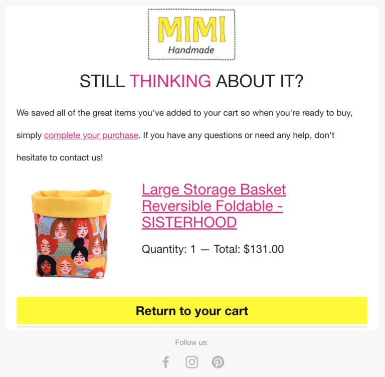 Mimi handmade still thinking about it - Email marketing pro tips | Tizzit.co - start and grow a successful handmade business